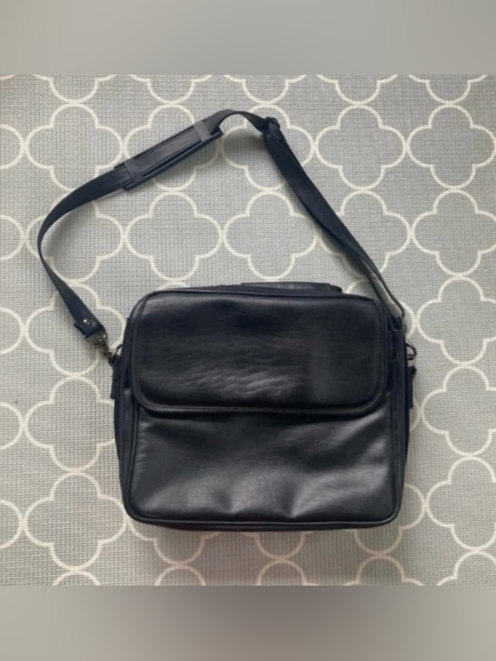 Men's Black Messenger Bag Briefcase with Adjustable Strap